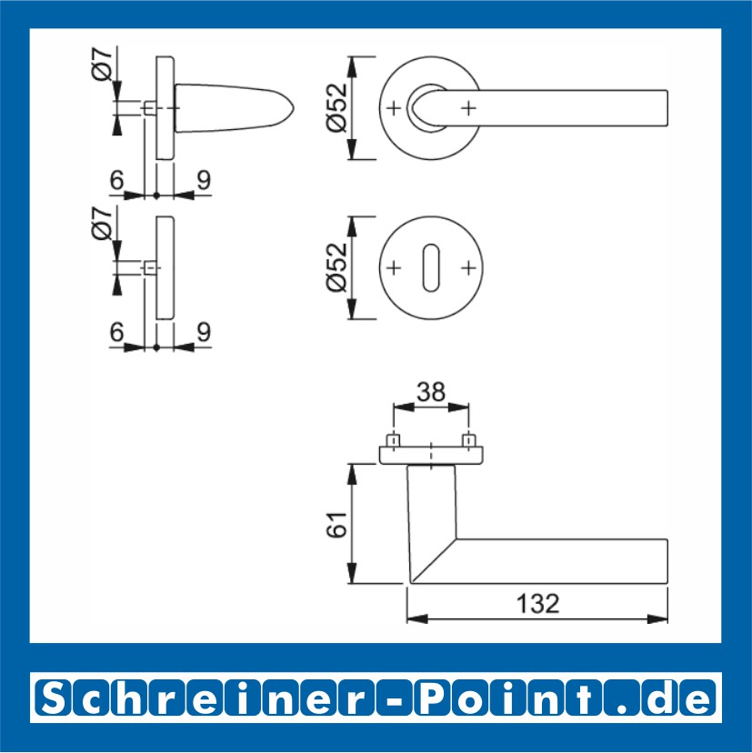 Hoppe Stockholm Aluminium Rosettengarnitur F1 Natur 1140/42KV/42KVS, 2782712, 2768291, 2783070, 2783205, 2768304, 2784101